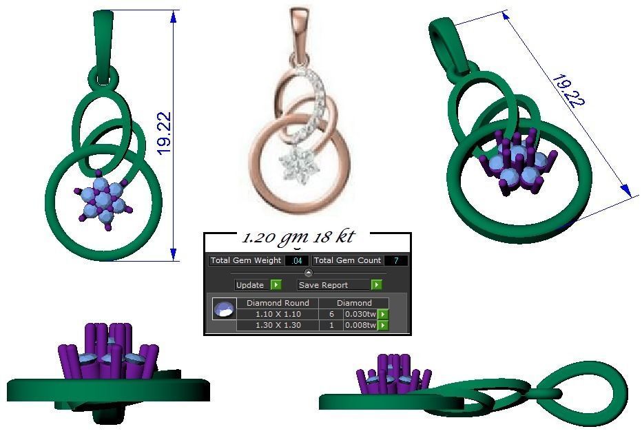 Women Ring Earrings Pendant set 3dm stl 3mf glb render details 3D print model_46
