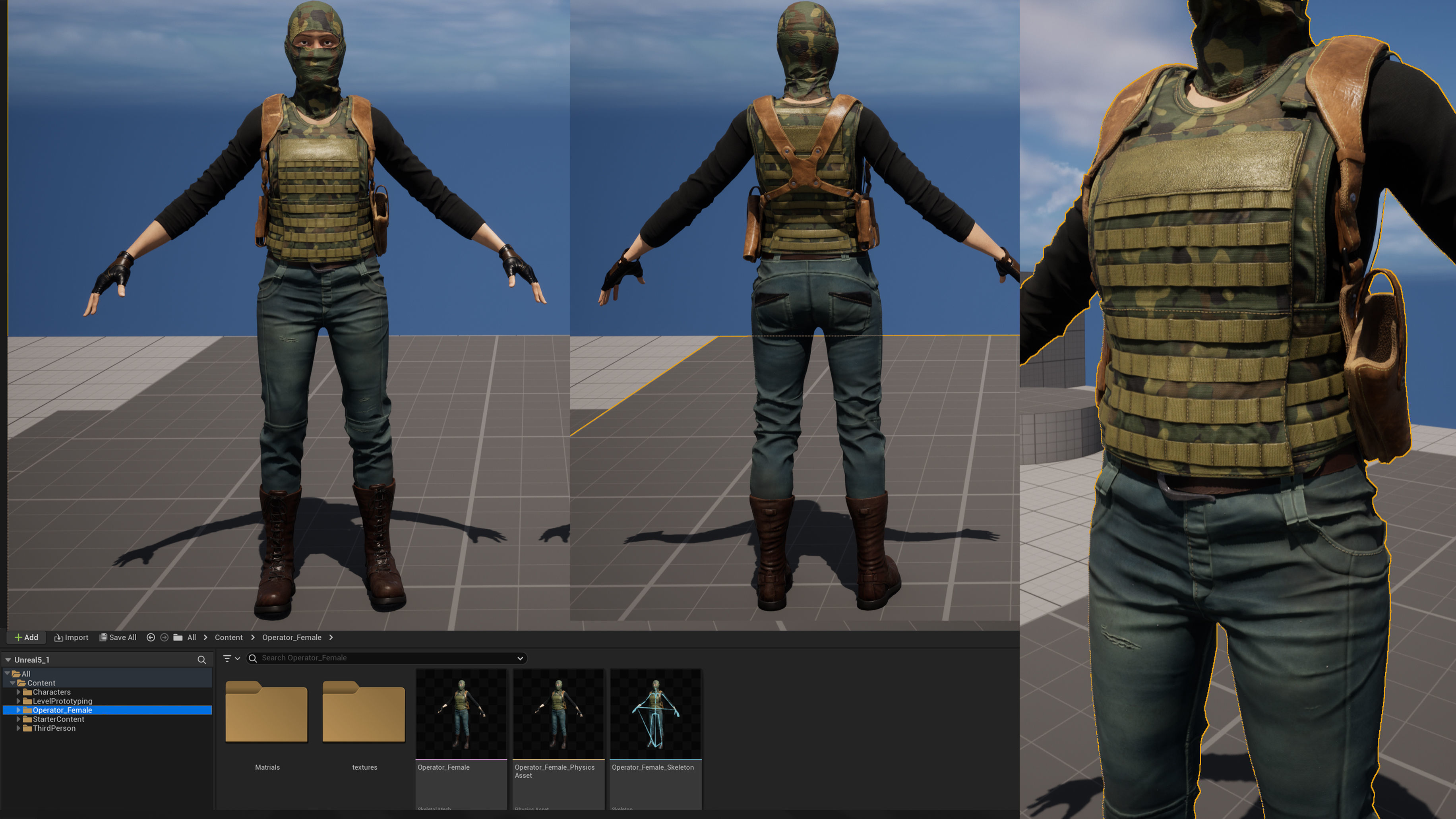 Operator Female - gameready - Unreal Low-poly 3D model_4