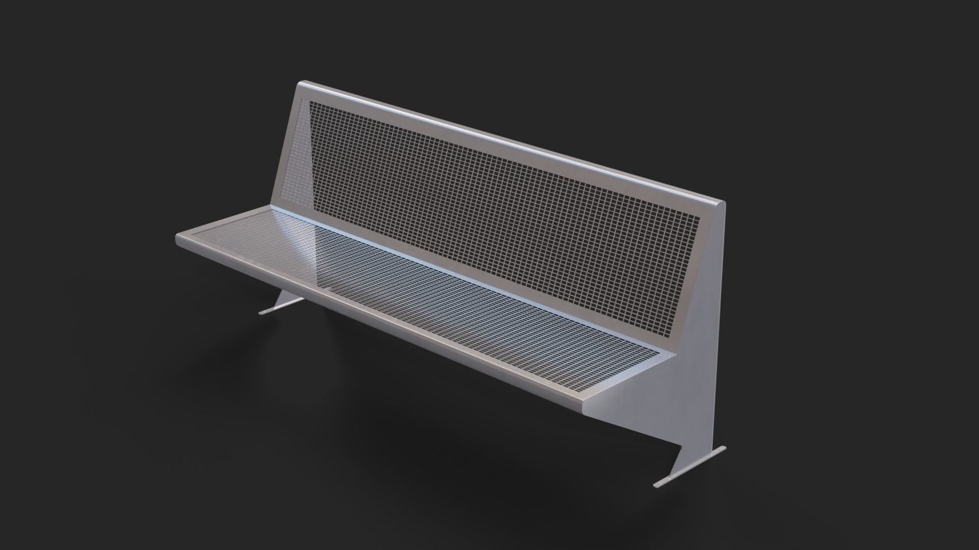Cerdanyola Barcelona Bench Low-poly Low-poly 3D model_1