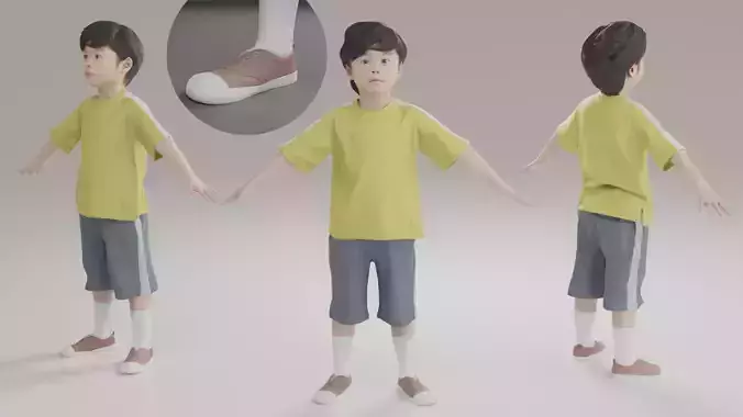 Animated 3D-Boy-japanese 228Rui Shoes Low-poly 3D model