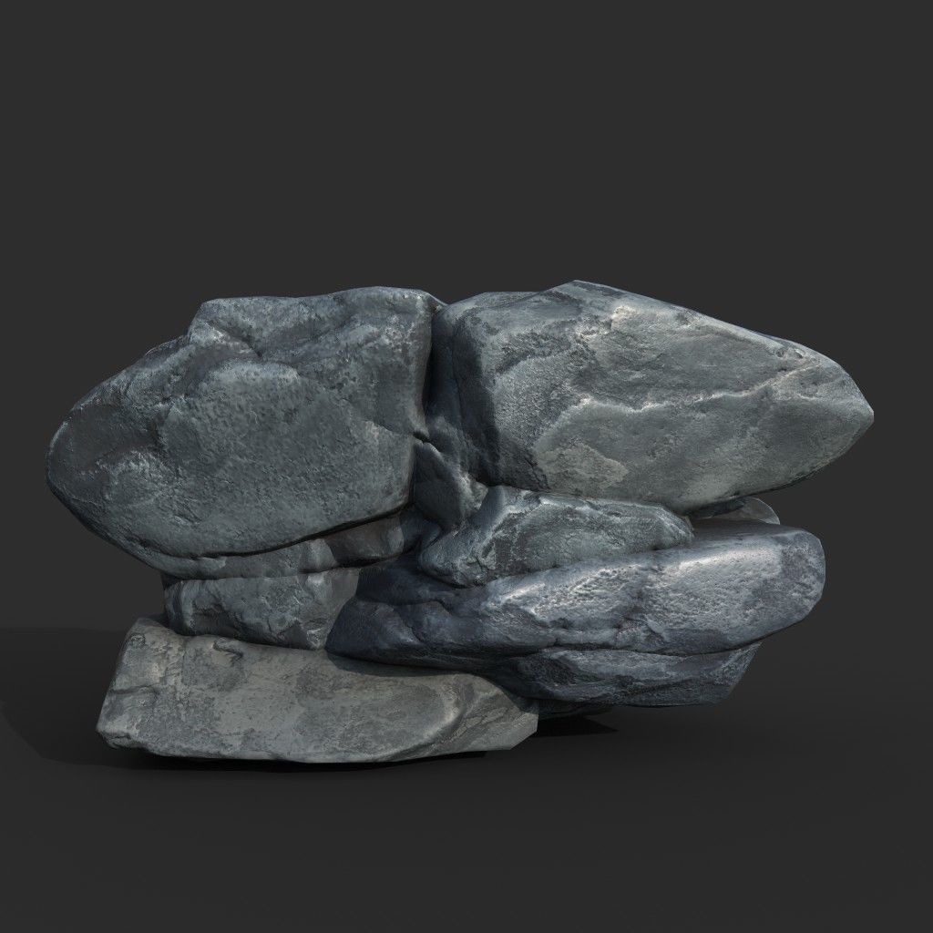 Low poly Boulder Rock 230410 Low-poly 3D model_5