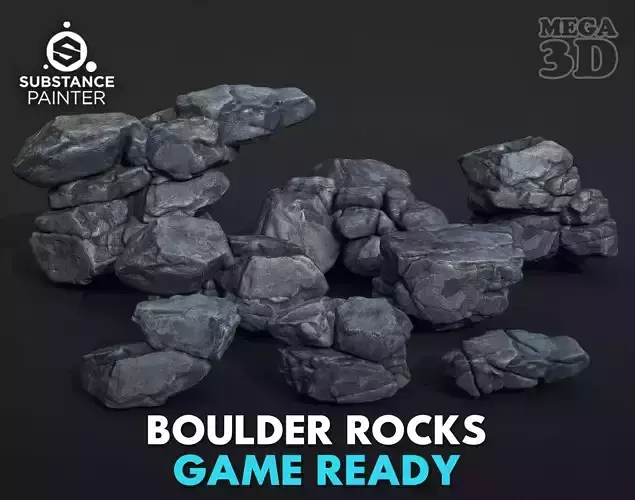 Low poly Boulder Rock 230410