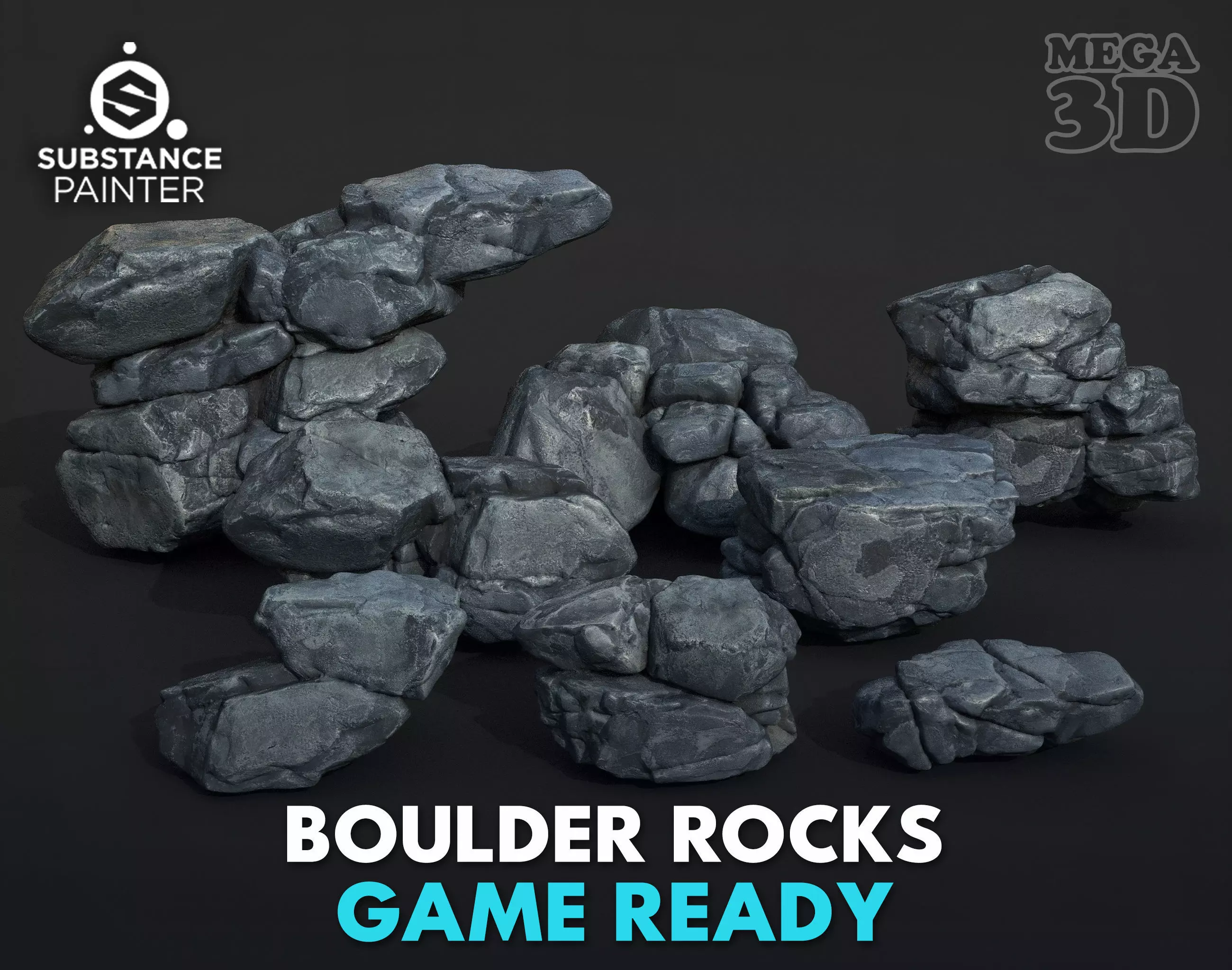 Low poly Boulder Rock 230410 Low-poly 3D model_0