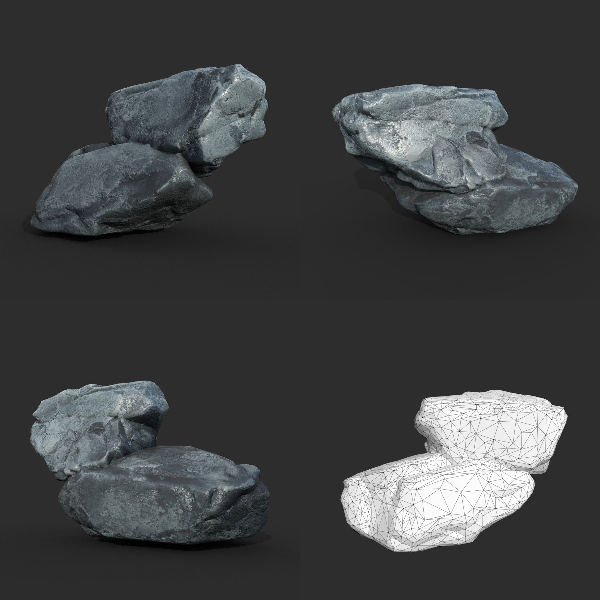 Low poly Boulder Rock 230410 Low-poly 3D model_4