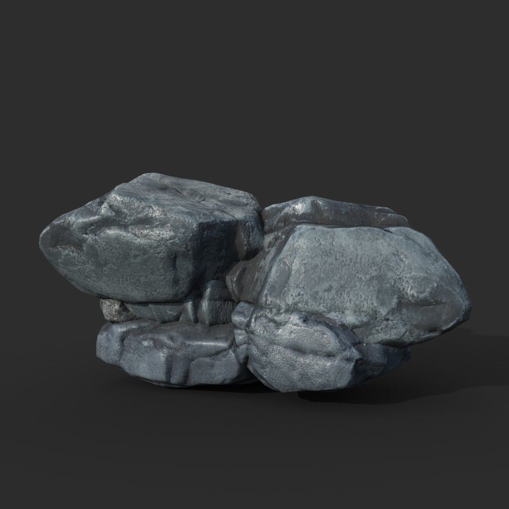 Low poly Boulder Rock 230410 Low-poly 3D model_1