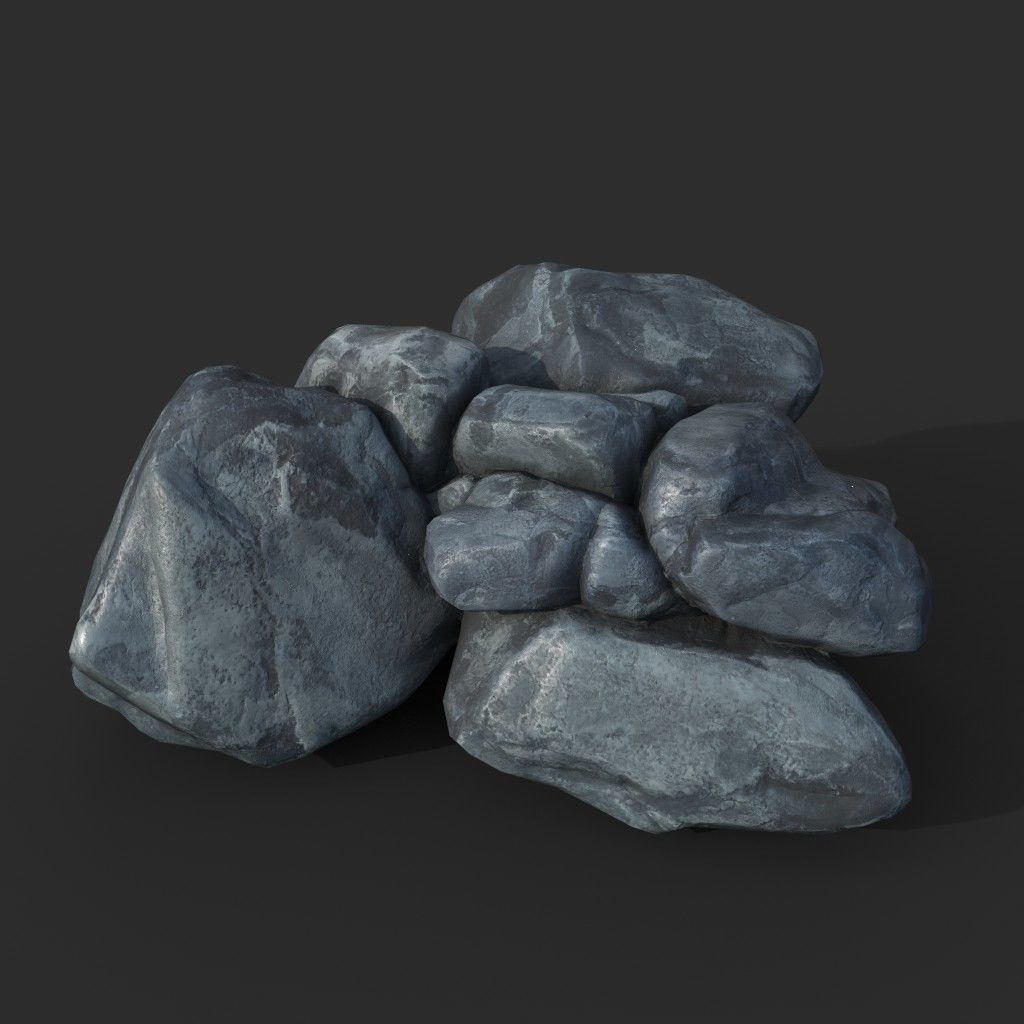 Low poly Boulder Rock 230410 Low-poly 3D model_11