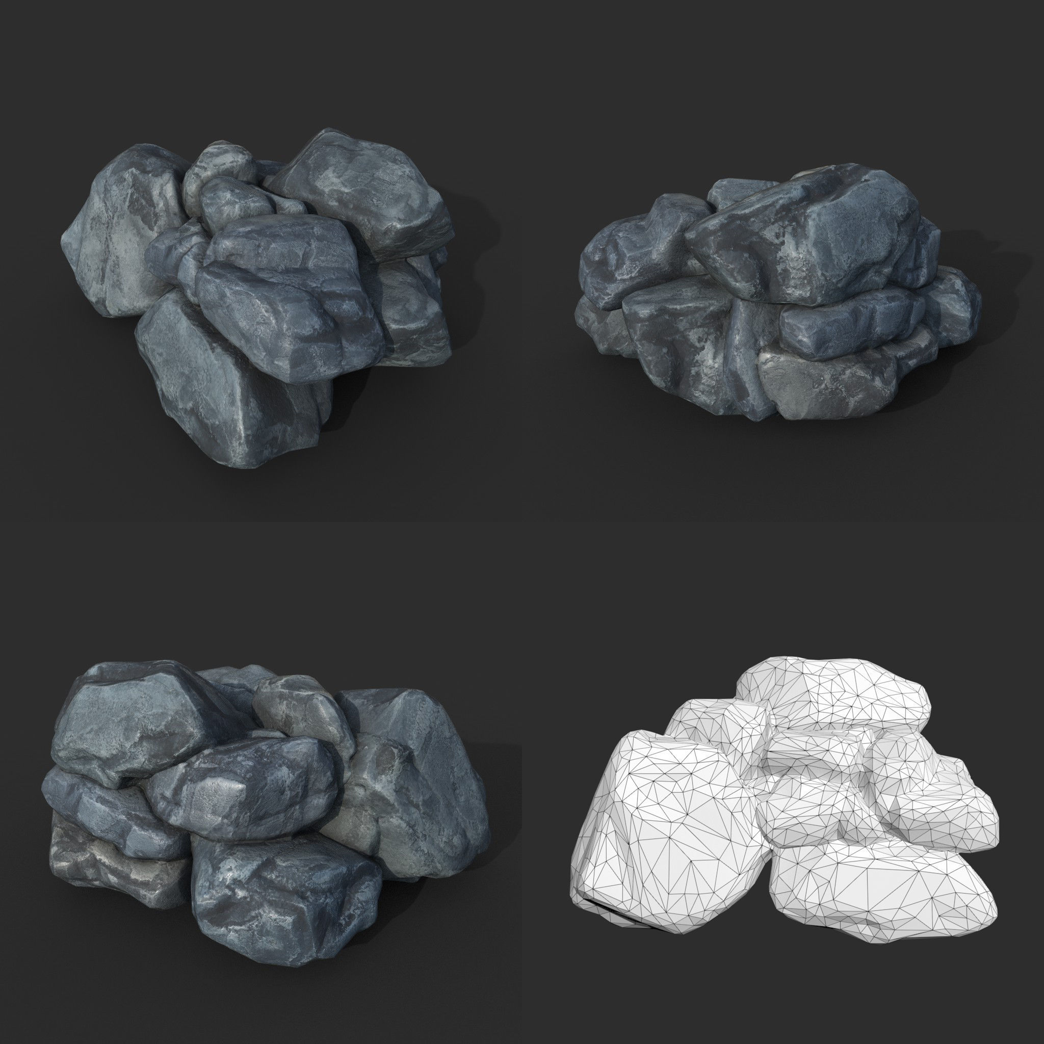 Low poly Boulder Rock 230410 Low-poly 3D model_12
