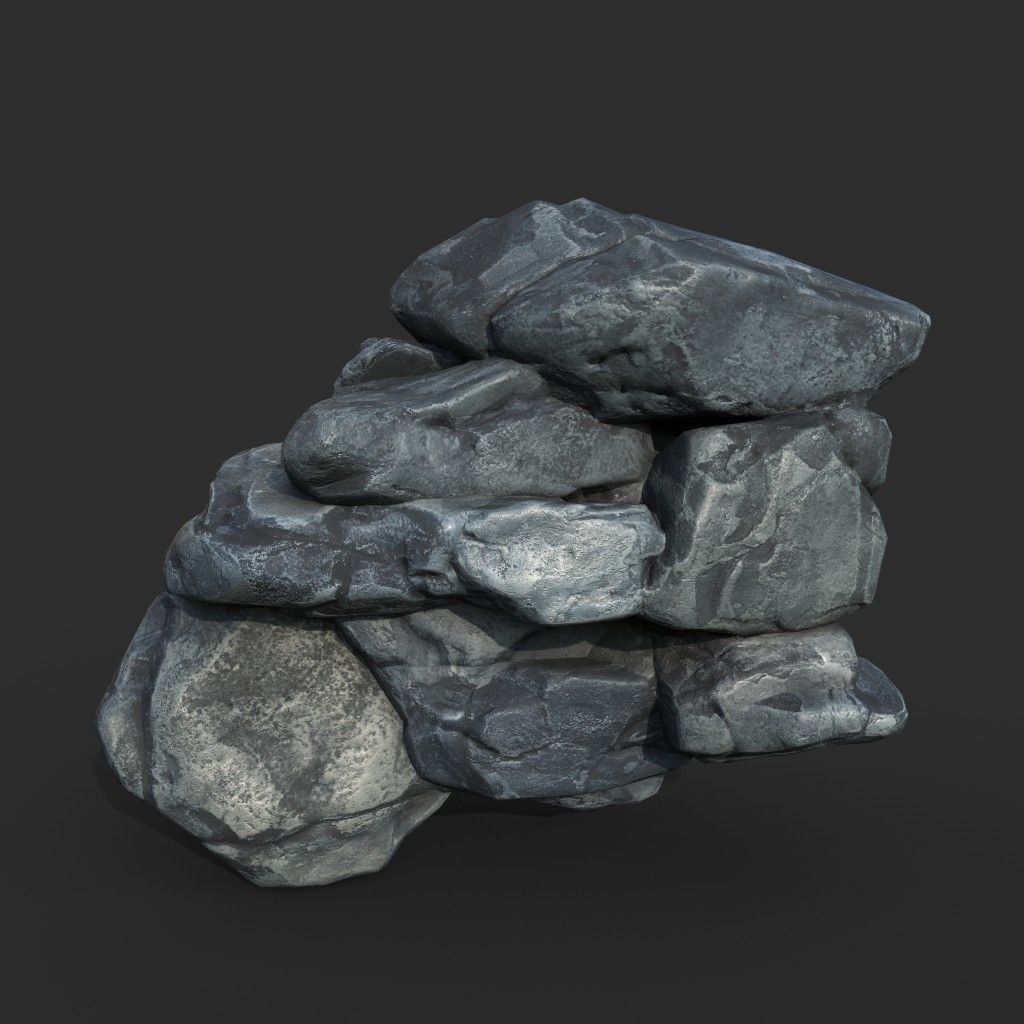 Low poly Boulder Rock 230410 Low-poly 3D model_7