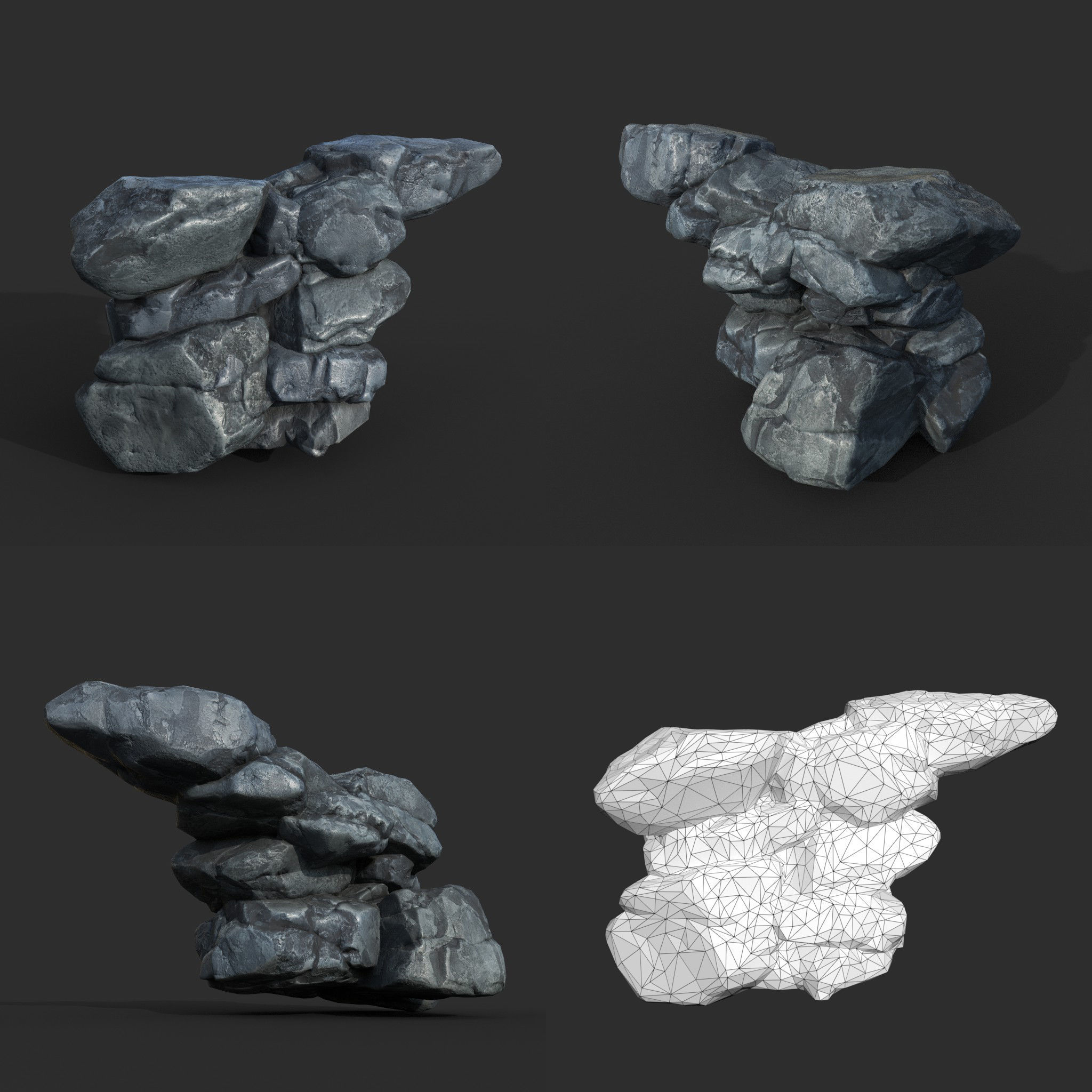 Low poly Boulder Rock 230410 Low-poly 3D model_10