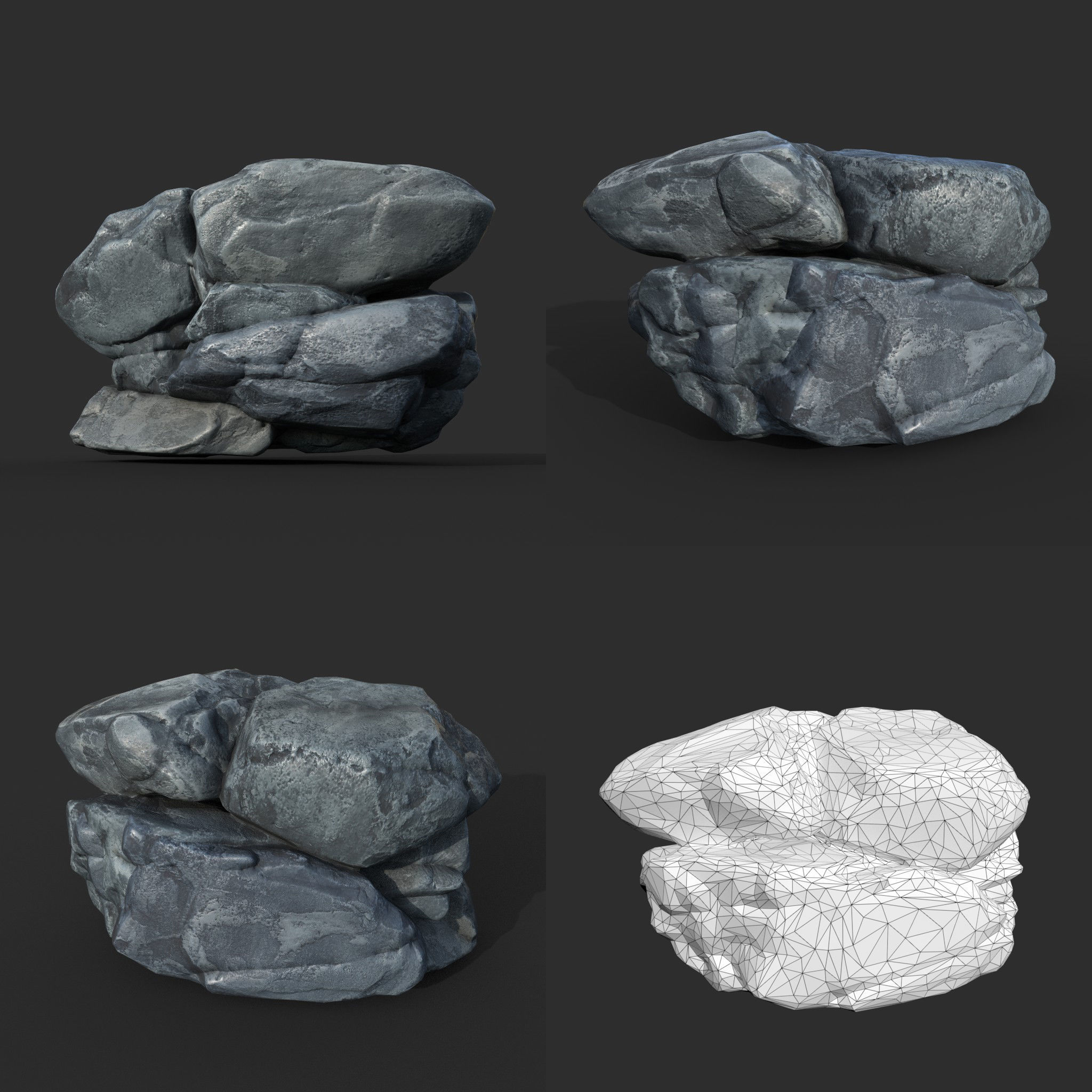 Low poly Boulder Rock 230410 Low-poly 3D model_6