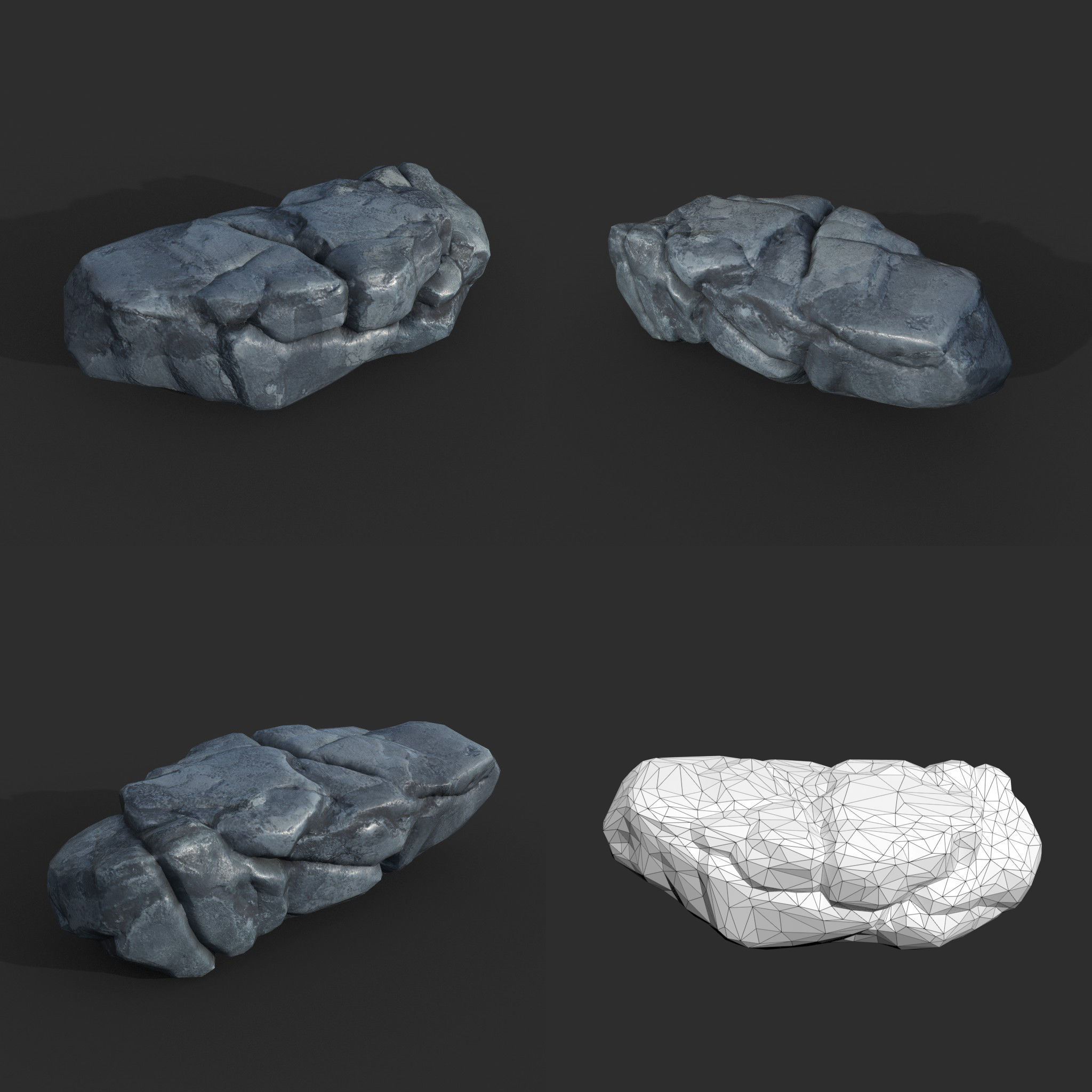 Low poly Boulder Rock 230410 Low-poly 3D model_16