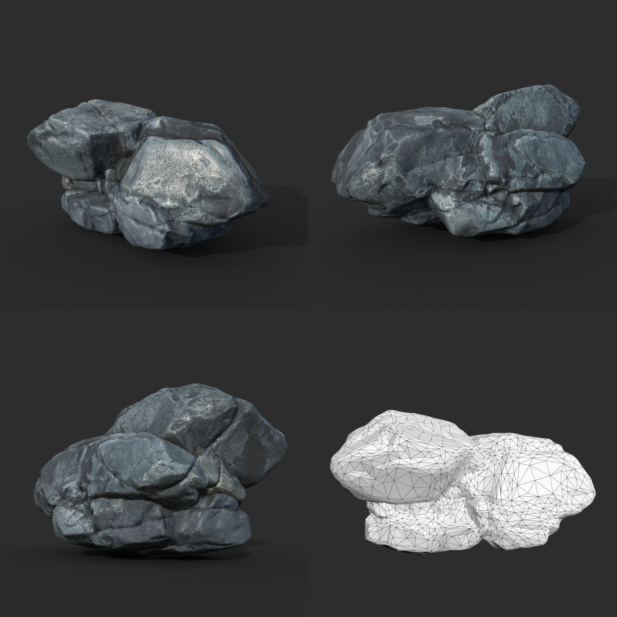 Low poly Boulder Rock 230410 Low-poly 3D model_2