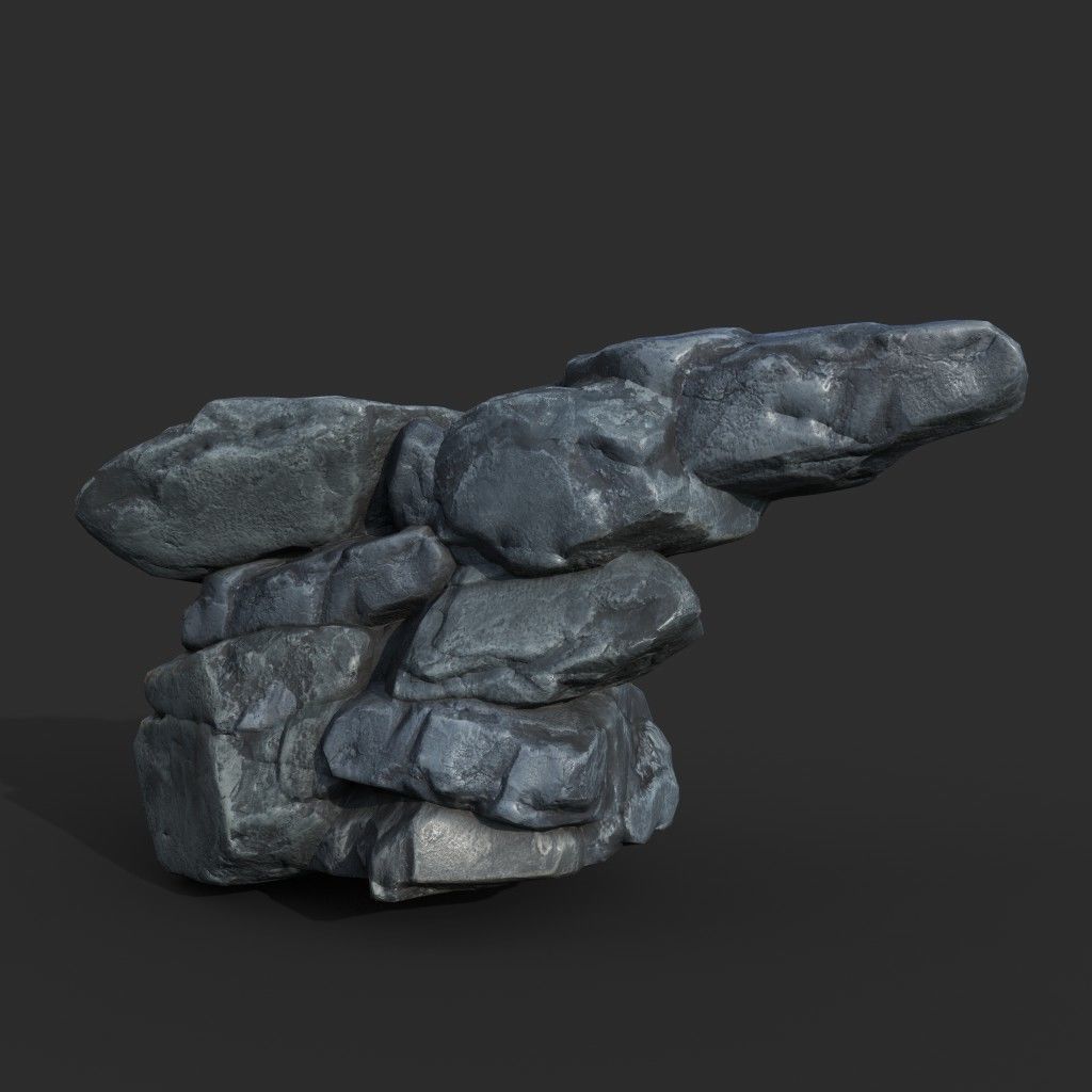 Low poly Boulder Rock 230410 Low-poly 3D model_9
