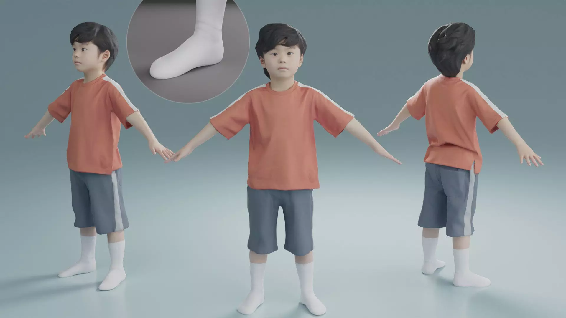 Animated 3D-Boy-japanese 228Rui Socks Low-poly 3D model_0