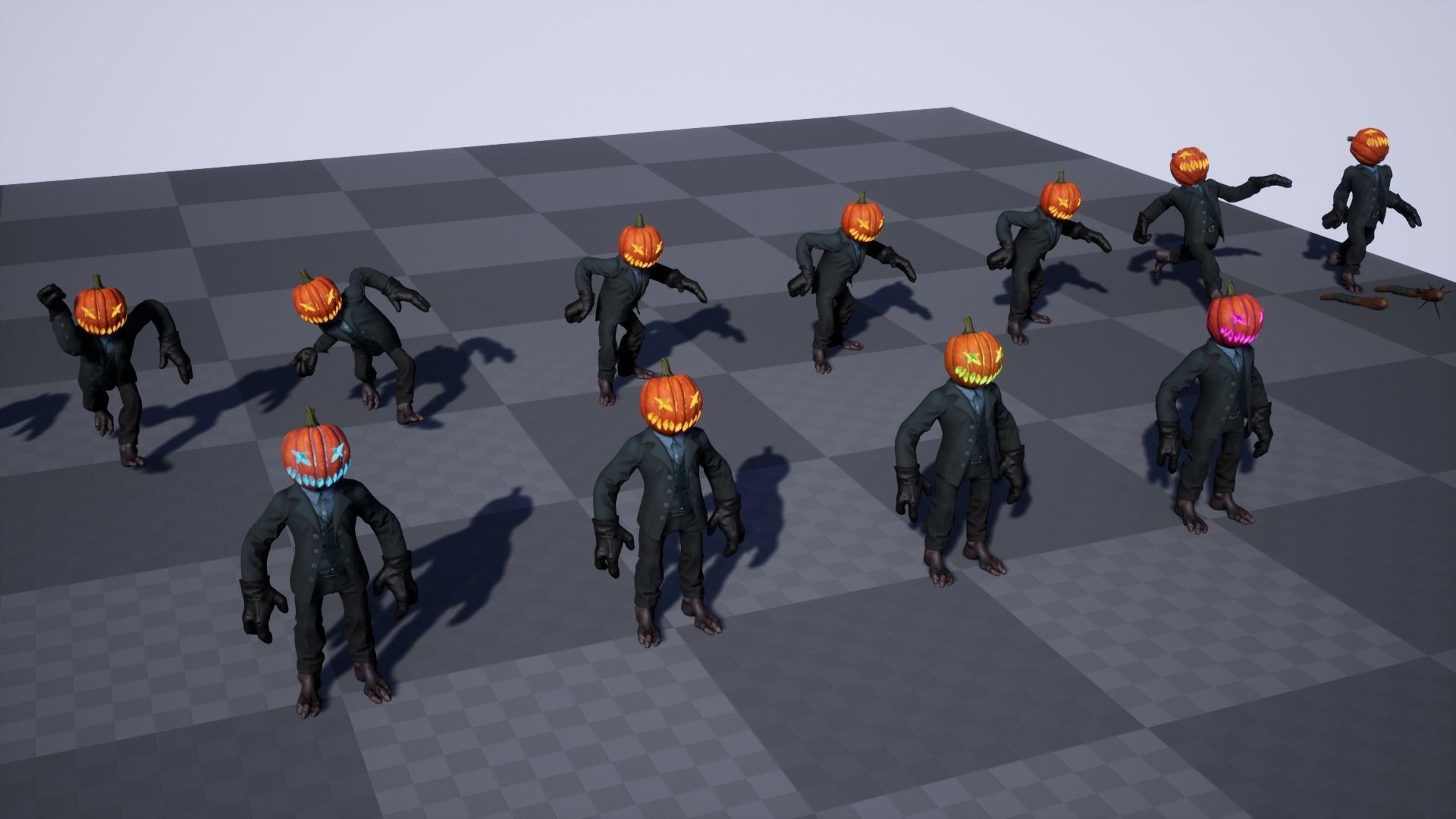 Pumpkin Costume - Rigged - Animated - Game Ready Low-poly 3D model_8