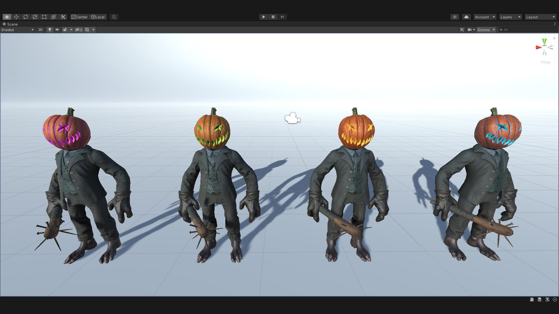 Pumpkin Costume - Rigged - Animated - Game Ready Low-poly 3D model_10