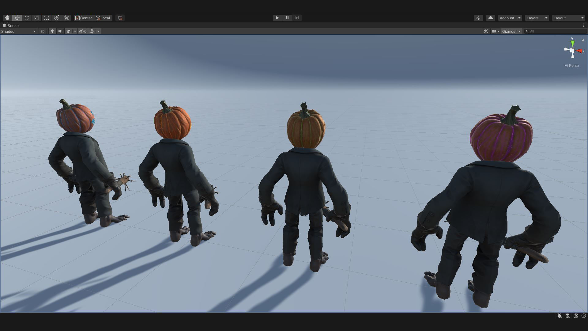 Pumpkin Costume - Rigged - Animated - Game Ready Low-poly 3D model_12