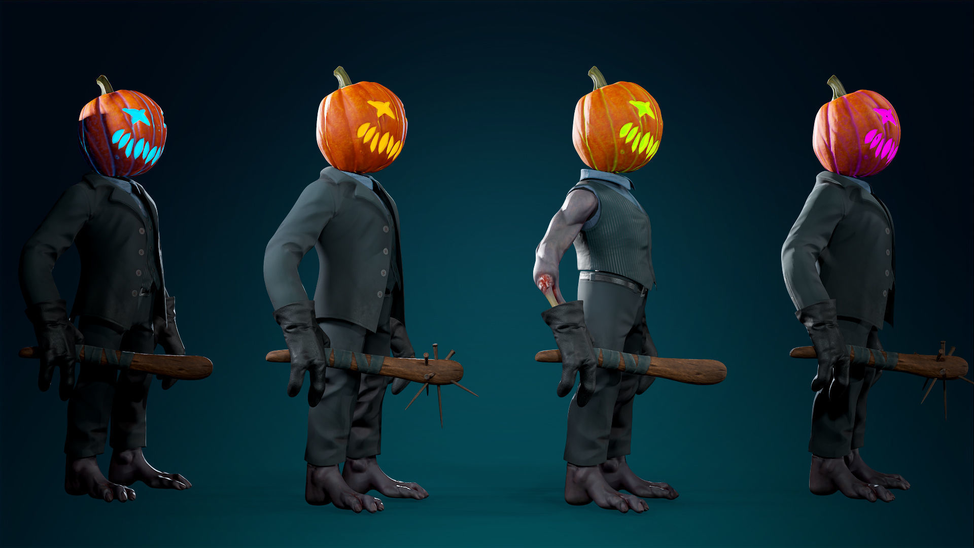 Pumpkin Costume - Rigged - Animated - Game Ready Low-poly 3D model_20