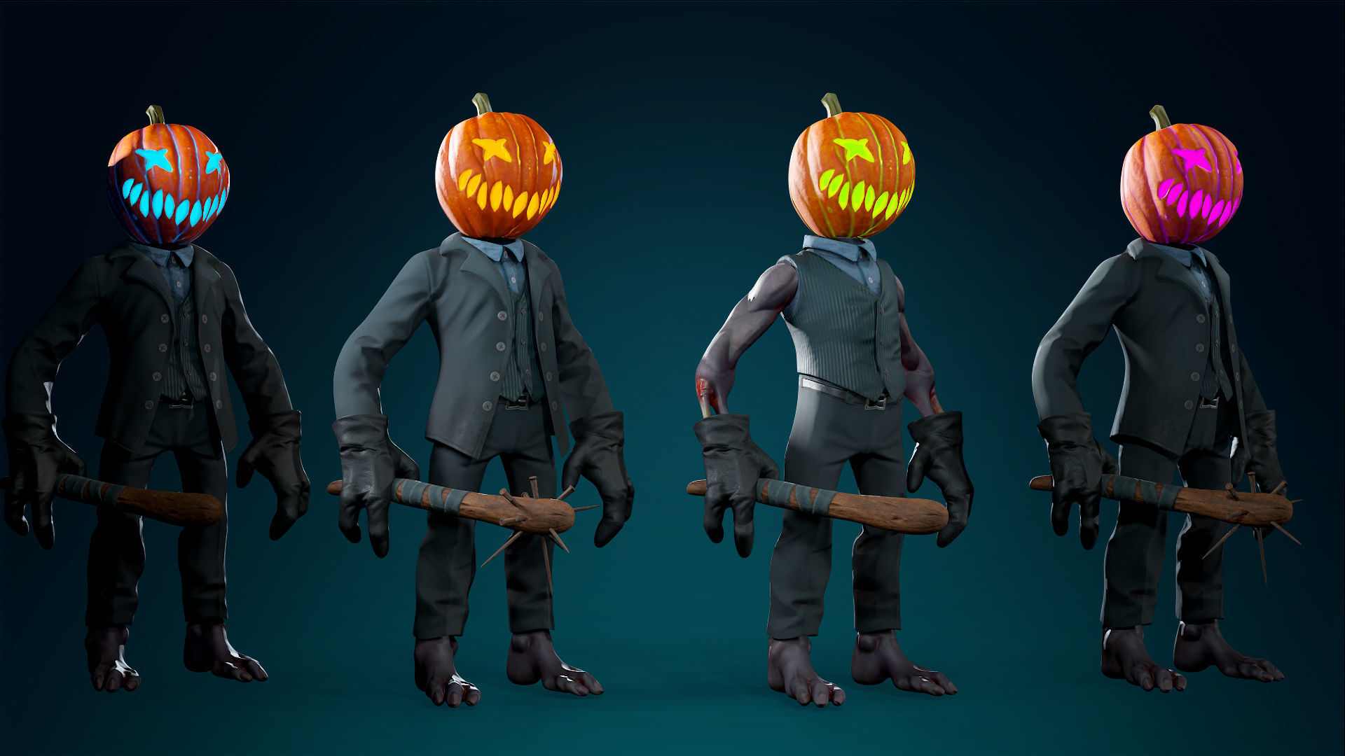 Pumpkin Costume - Rigged - Animated - Game Ready Low-poly 3D model_2