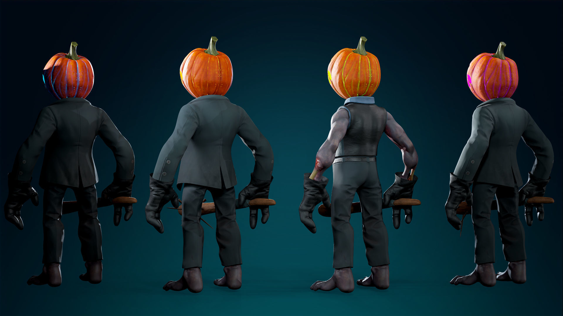 Pumpkin Costume - Rigged - Animated - Game Ready Low-poly 3D model_33