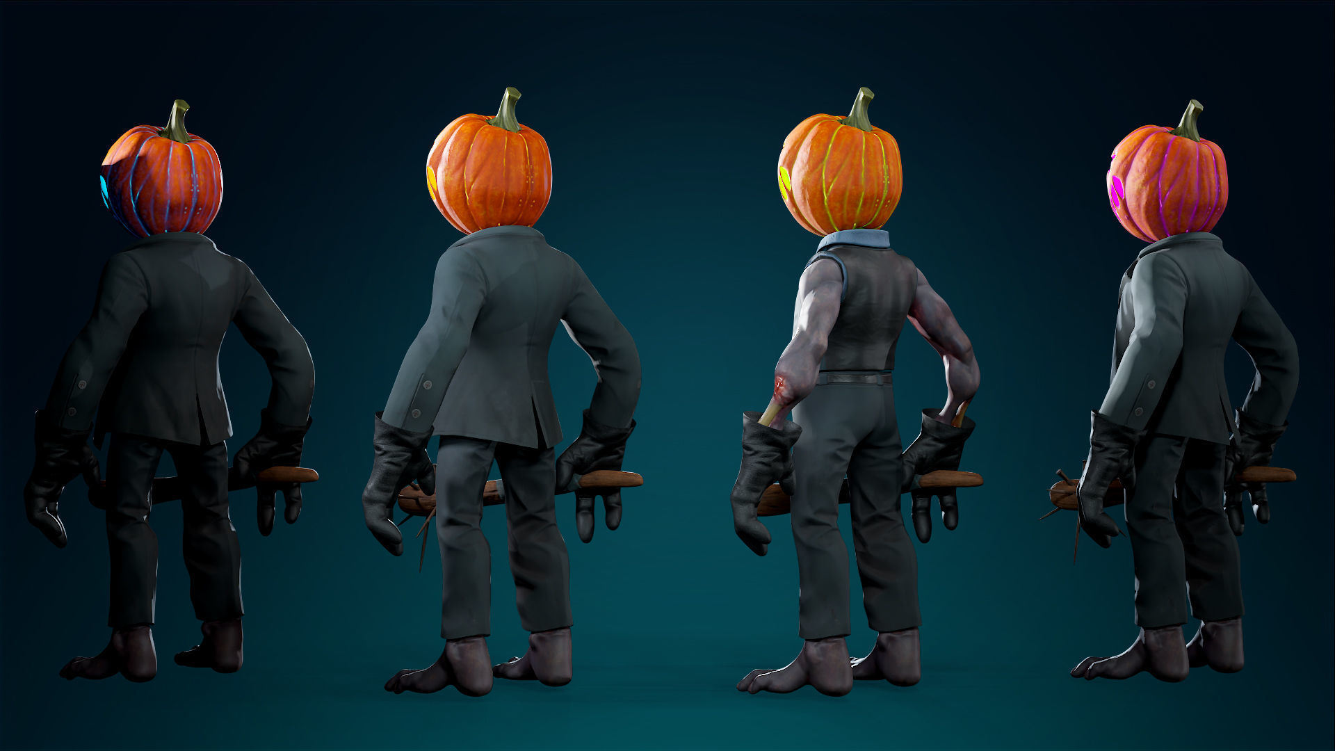 Pumpkin Costume - Rigged - Animated - Game Ready Low-poly 3D model_3