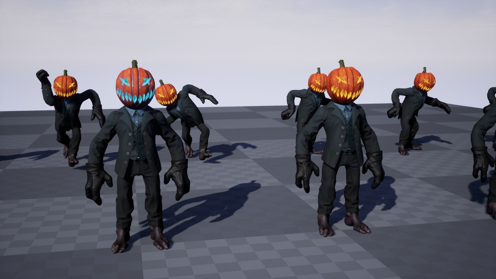 Pumpkin Costume - Rigged - Animated - Game Ready Low-poly 3D model_6