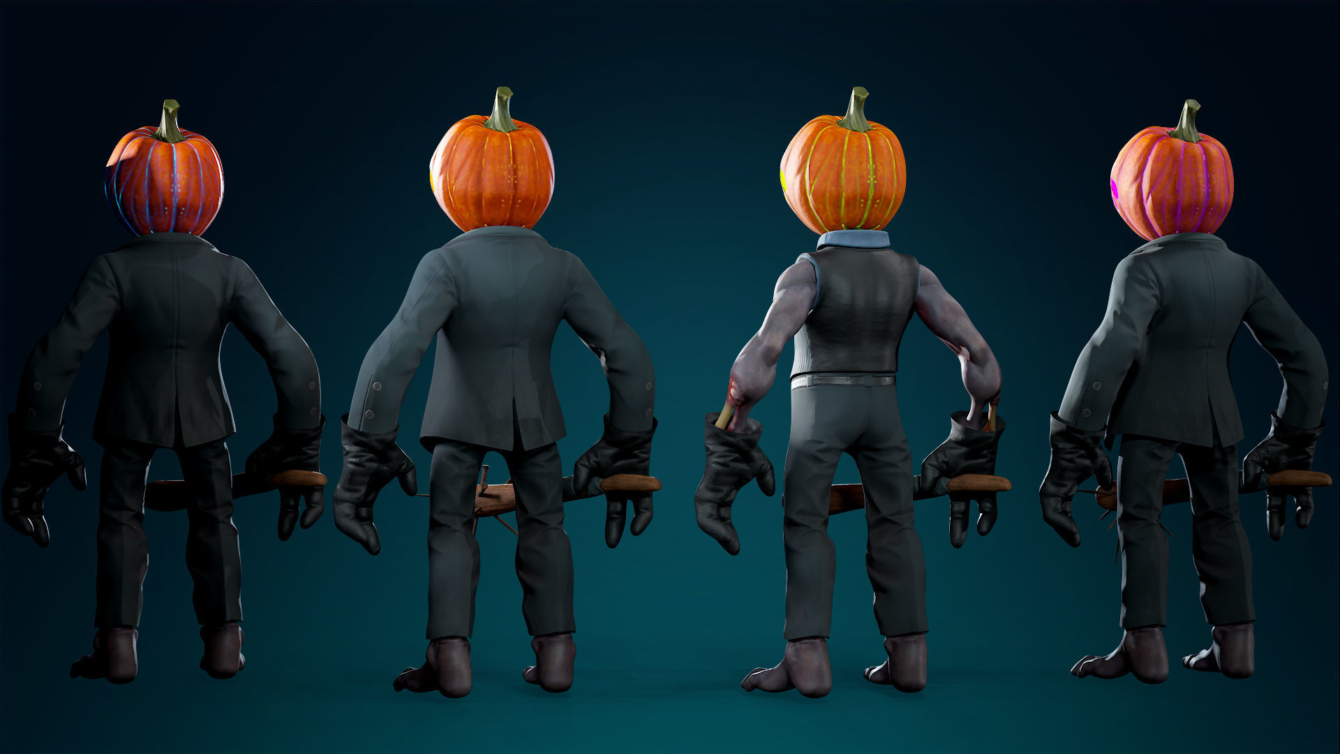 Pumpkin Costume - Rigged - Animated - Game Ready Low-poly 3D model_32
