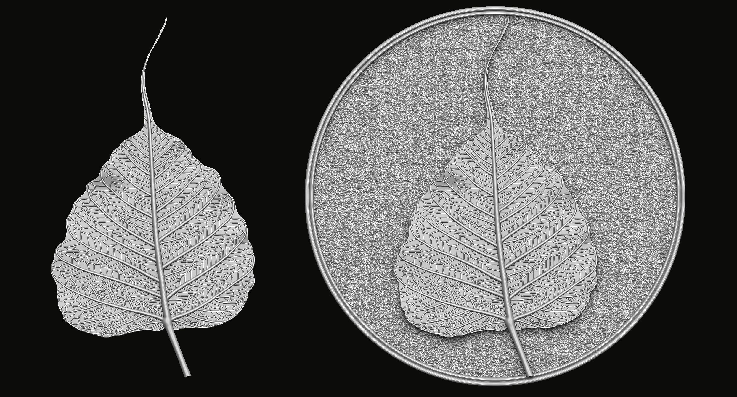 Bodhi leaf Relief 3D print model_1