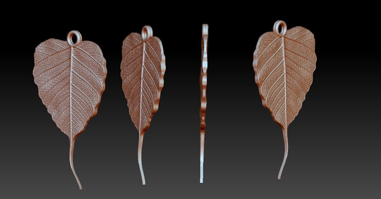 Bodhi leaf Relief 3D print model_7