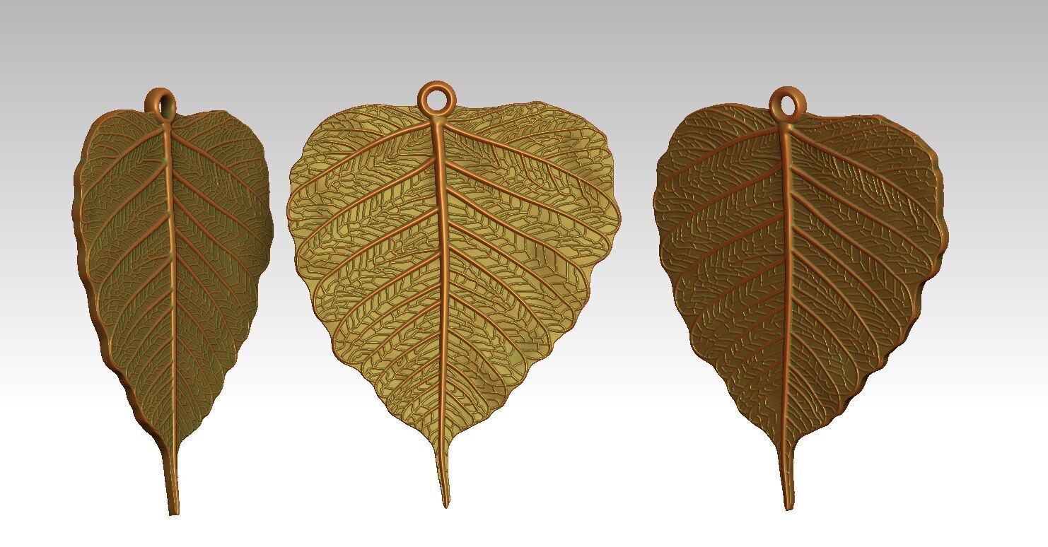 Bodhi leaf Relief 3D print model_9