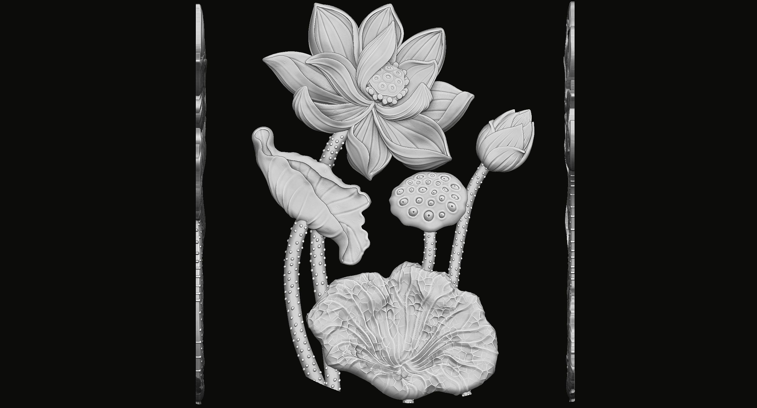 Lotus flower Pendant 3D print model_7