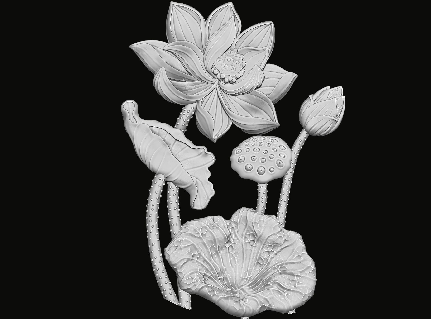 Lotus flower Pendant 3D print model_3
