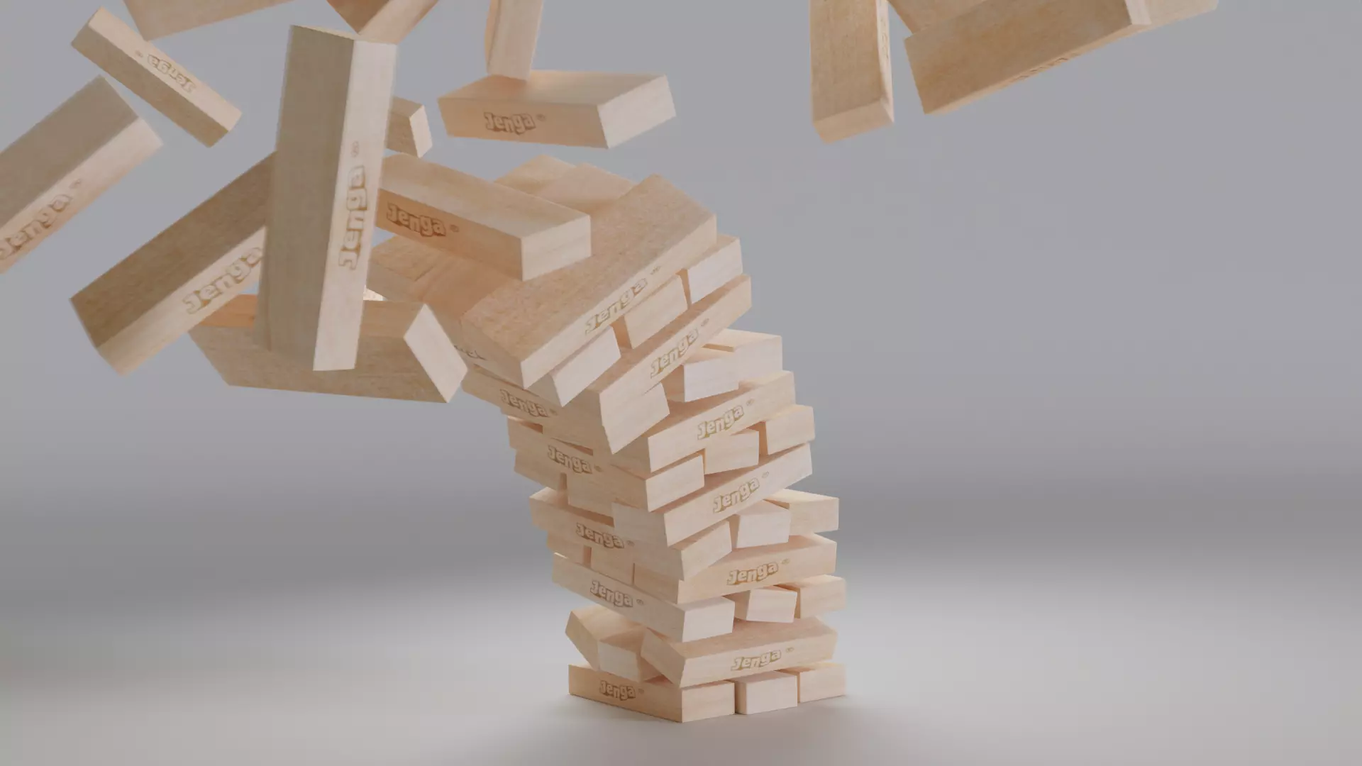 Jenga Tower Game Customizable Low-poly 3D model_0