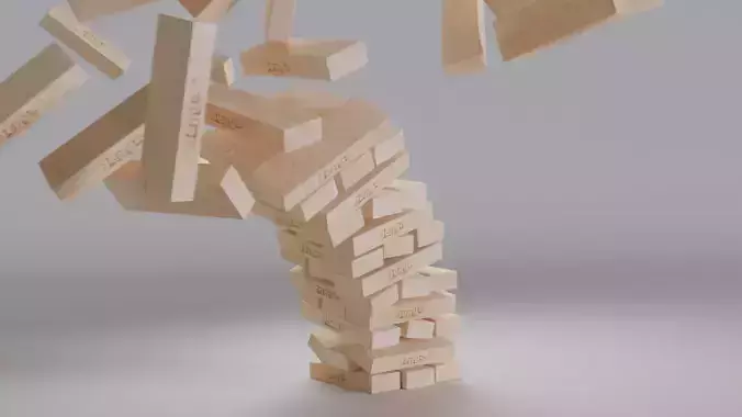 Jenga Tower Game Customizable Low-poly 3D model