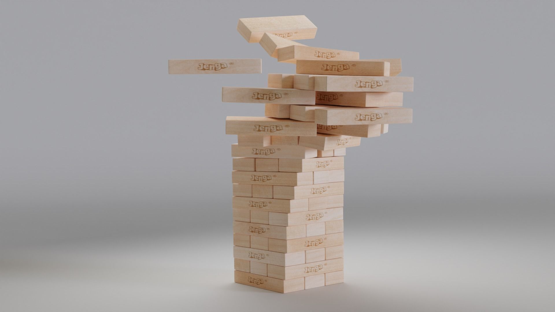 Jenga Tower Game Customizable Low-poly 3D model_4