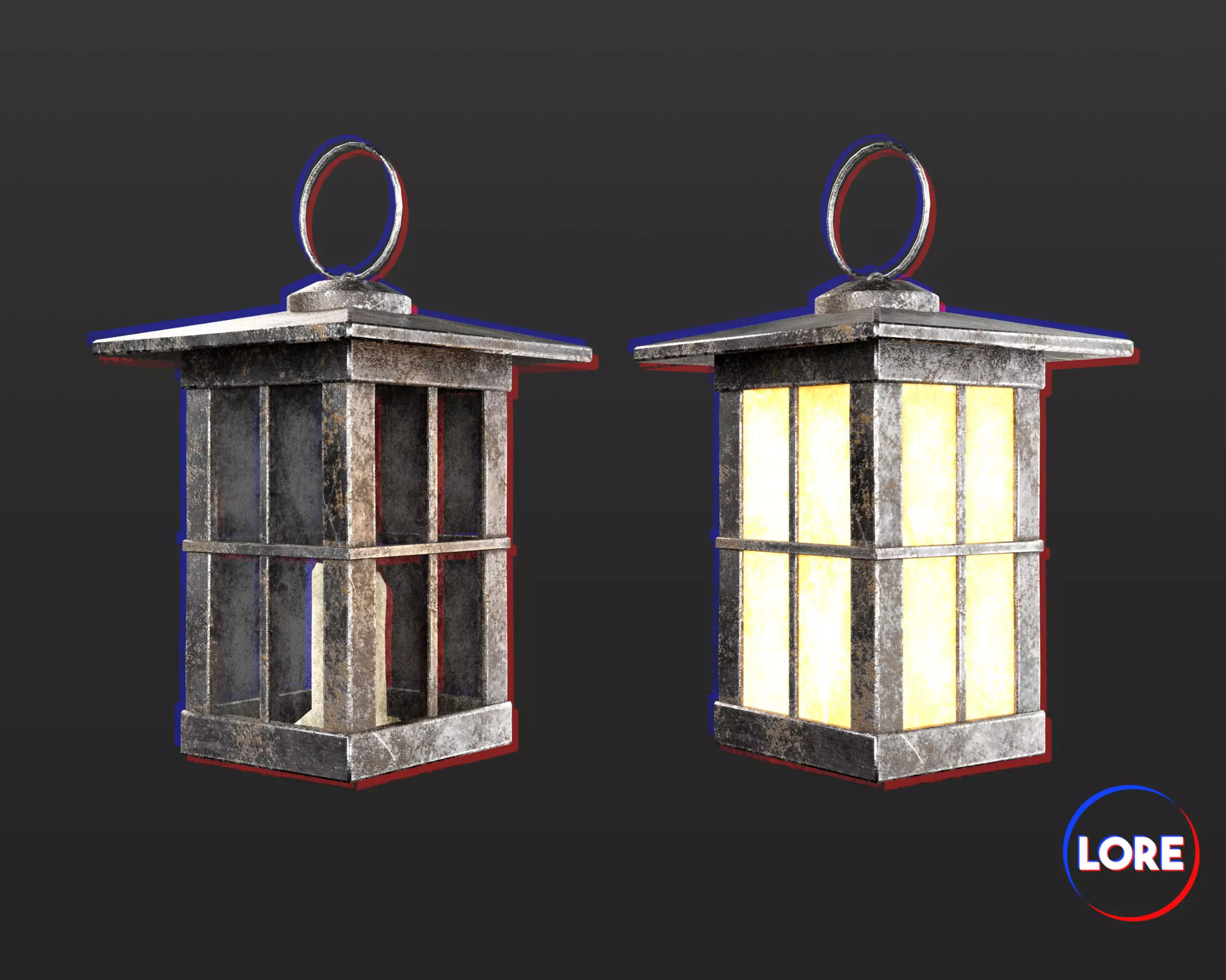 Medieval Knightly Lighting Lantern Low-poly 3D model
