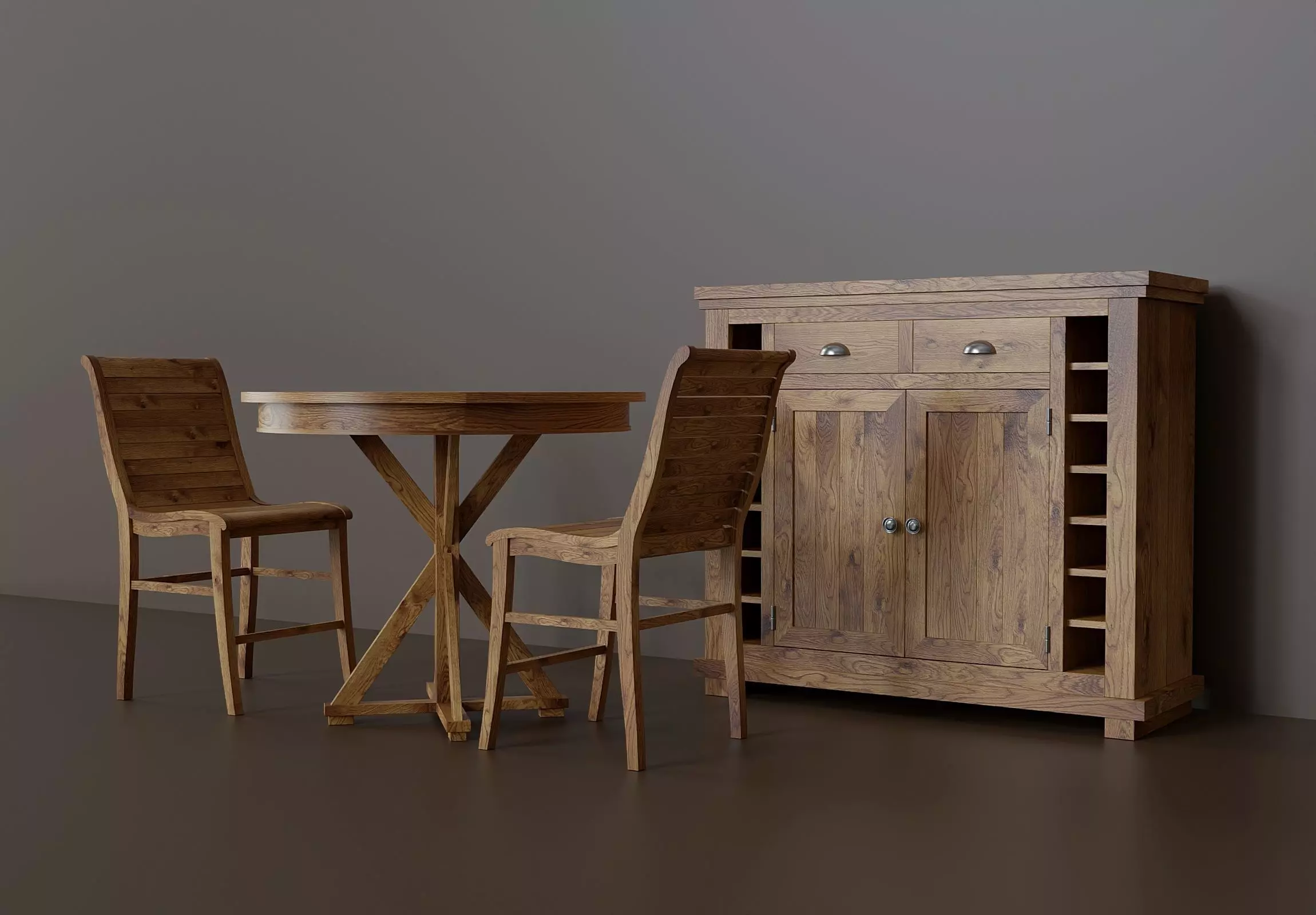 Wine rack with progressive wood furniture Low-poly 3D model