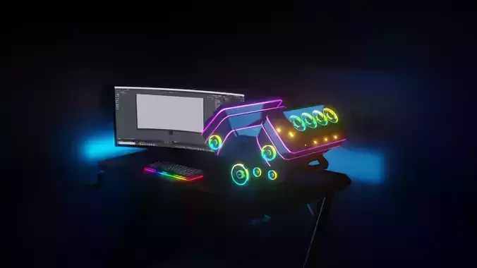 gaming setup Free low-poly 3D model