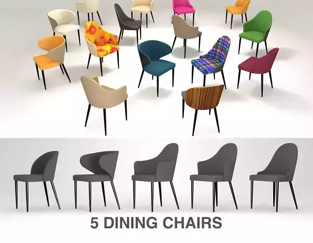 5 Standard Chair 3D Models For Restaurant and Dining
