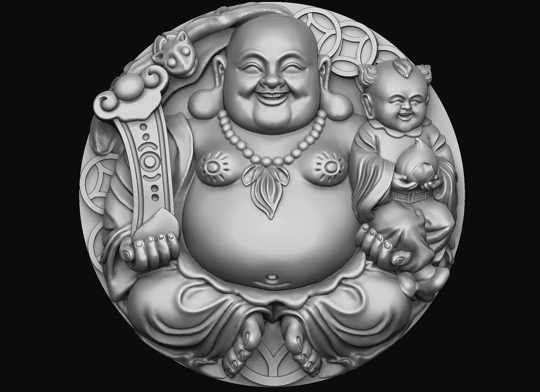 Maitreya - Happy Buddha - Laughing Buddha  Pendant 3D print model_0