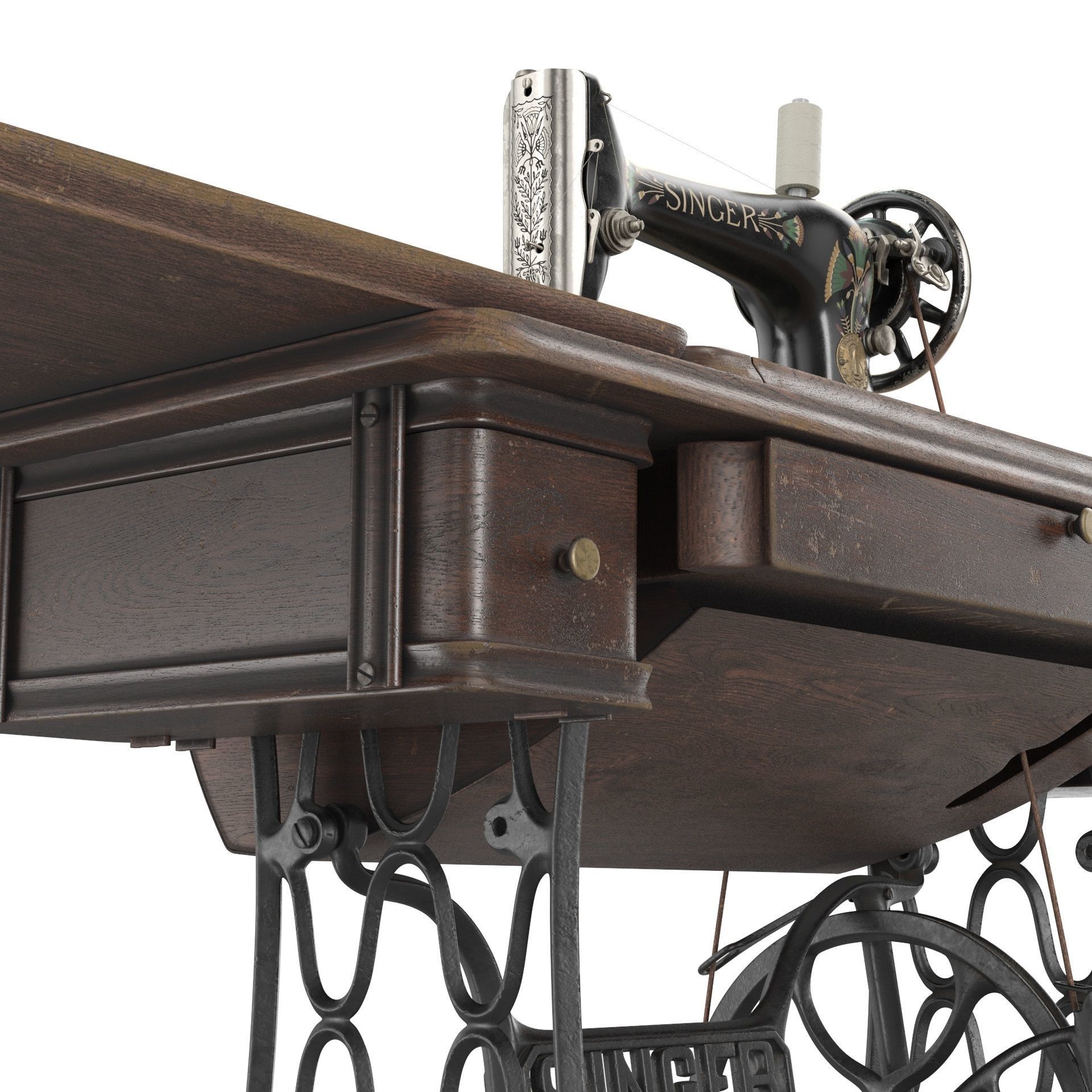 Rare Singer sewing machine 3D model_8