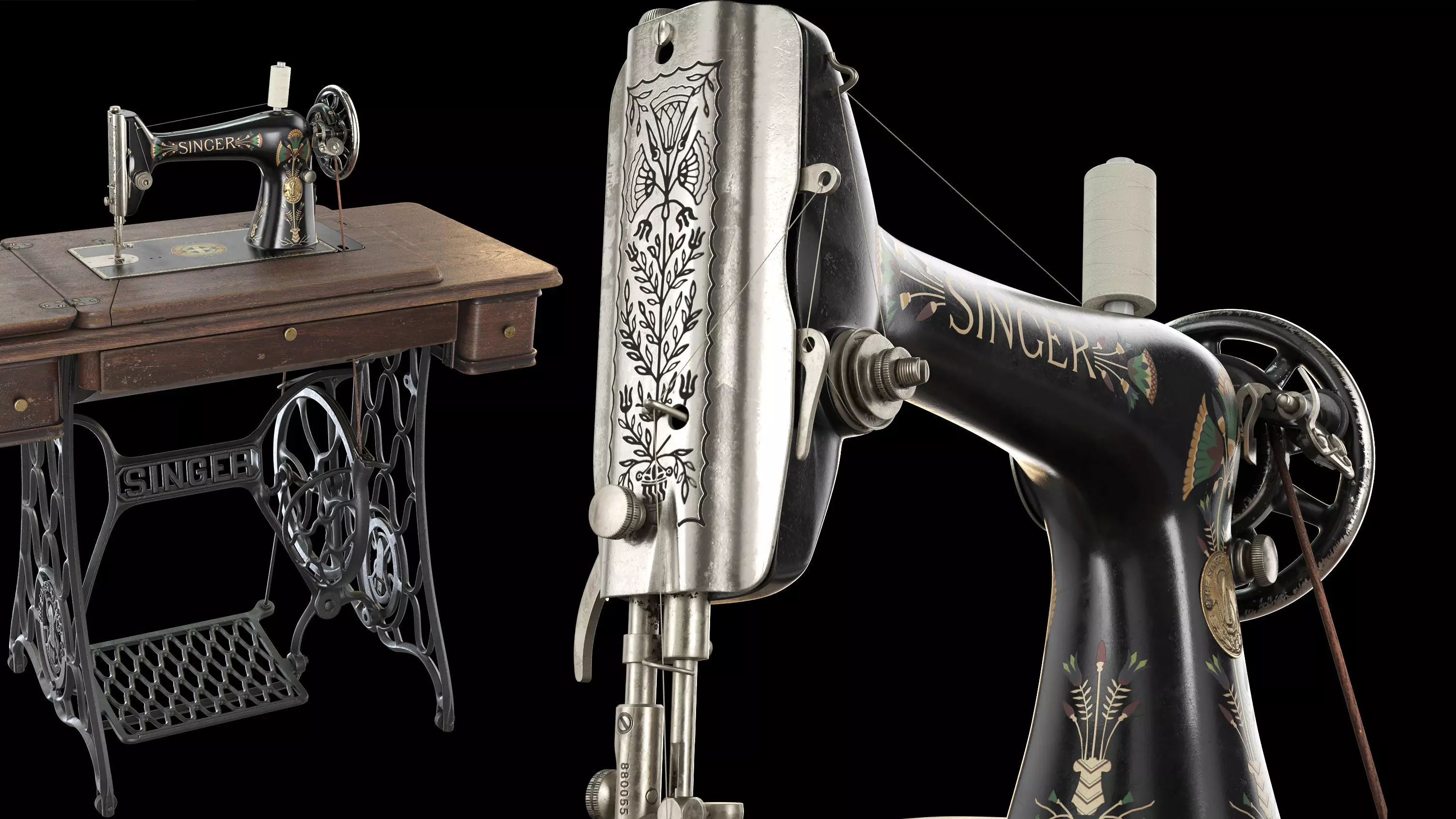 Rare Singer sewing machine 3D model_0