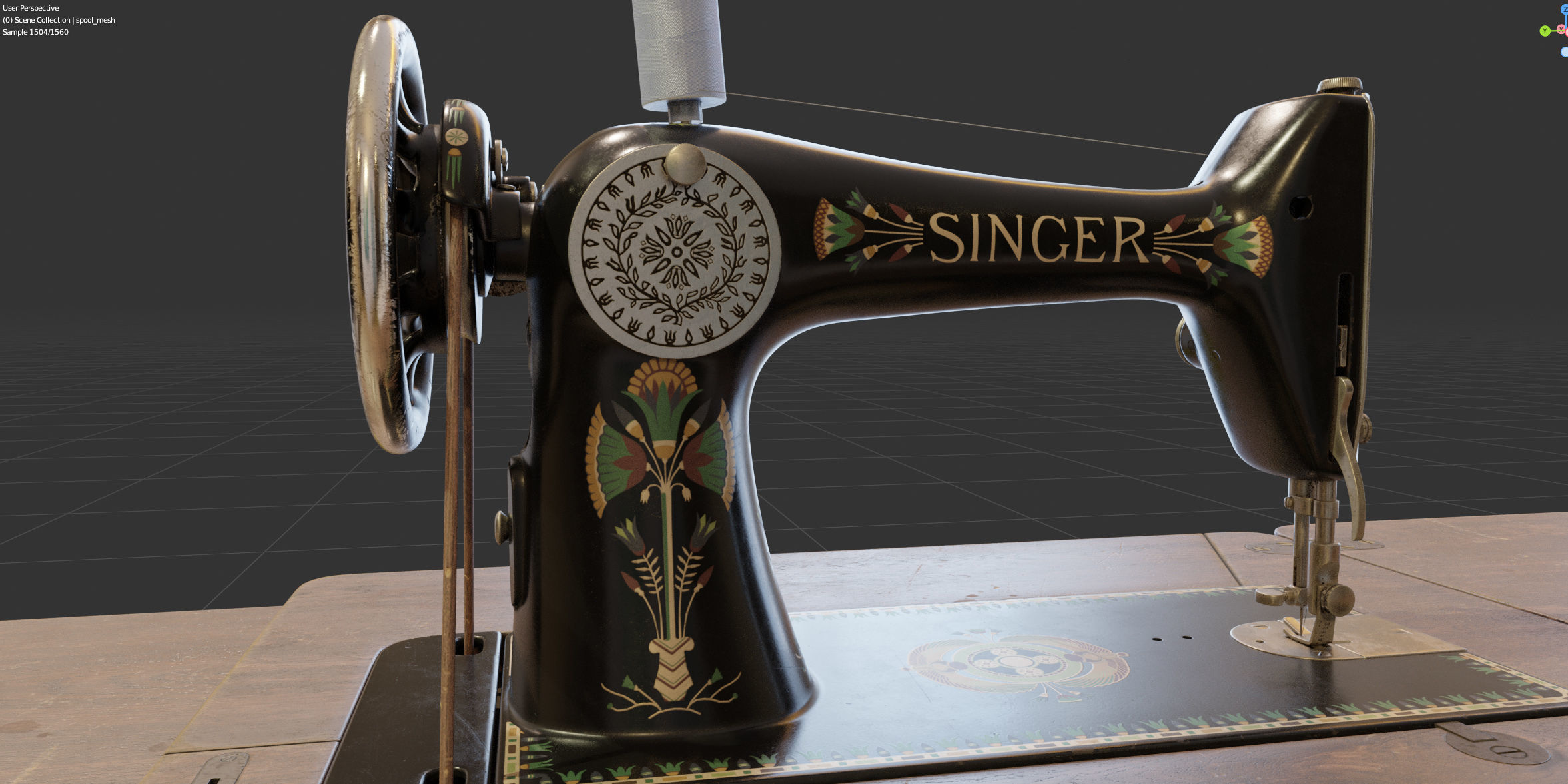 Rare Singer sewing machine 3D model_35