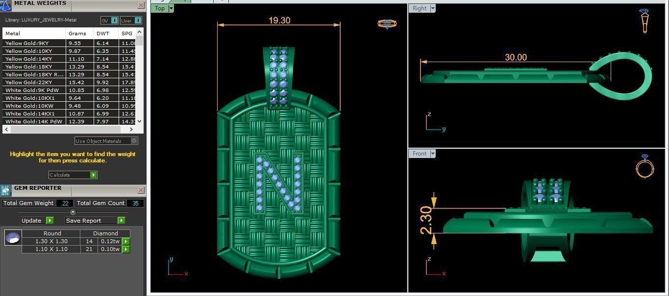 N Latter Pendent 3d Model and Render  3D print model_9