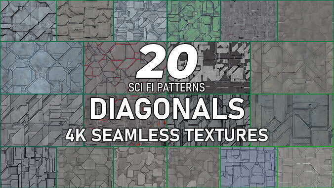 20 Seamless Sci-fi Panels - Diagonals Texture