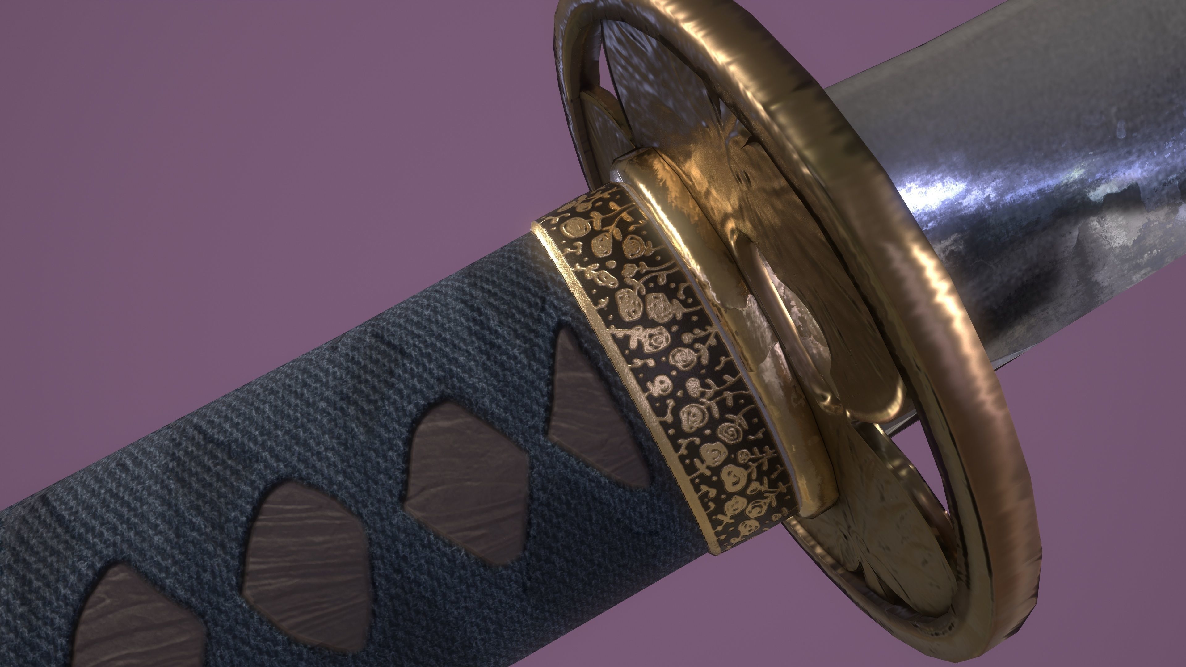 Tokugawa Tanto - A Japanese Dagger Low-poly 3D model_10