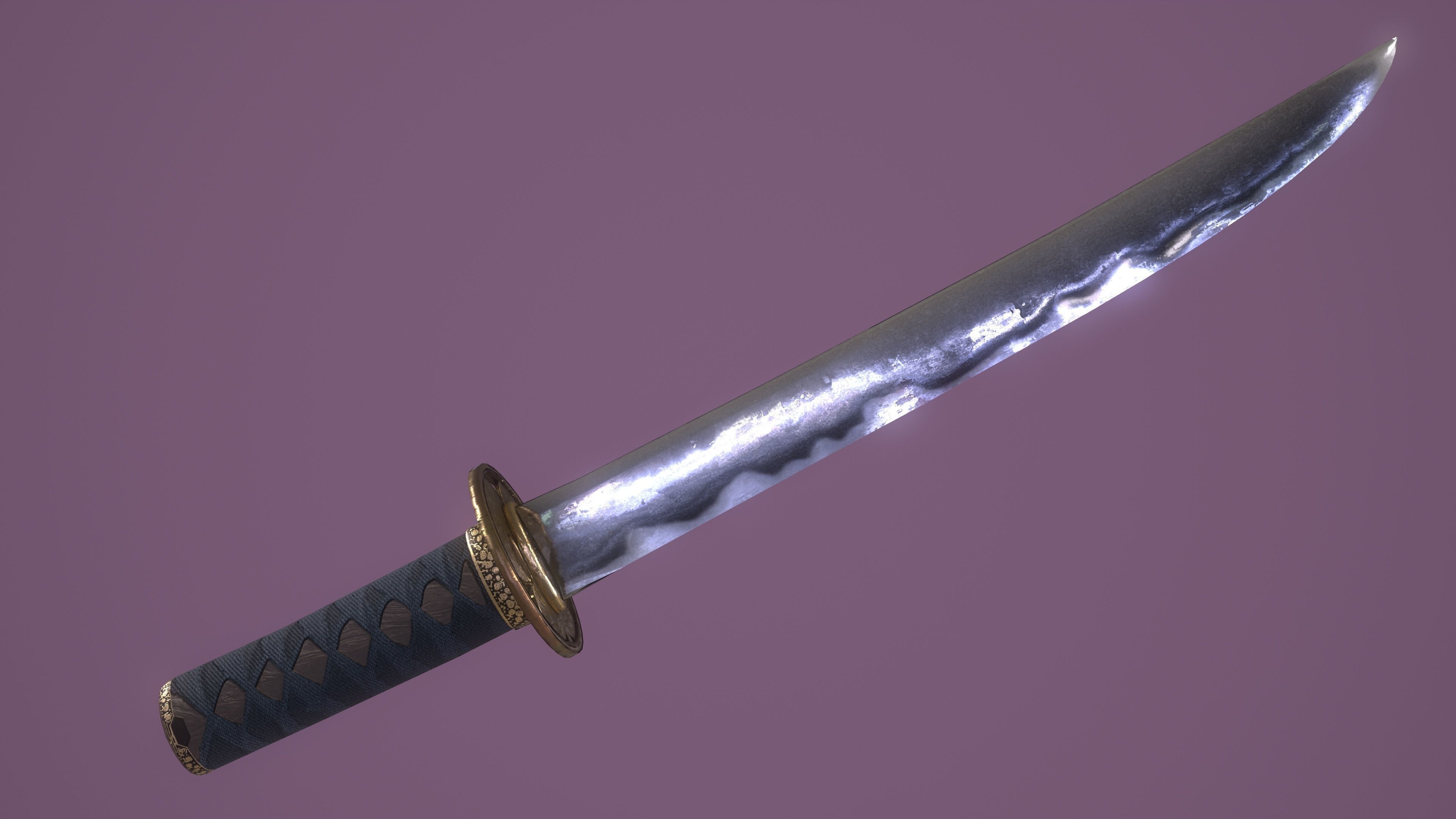 Tokugawa Tanto - A Japanese Dagger Low-poly 3D model_6