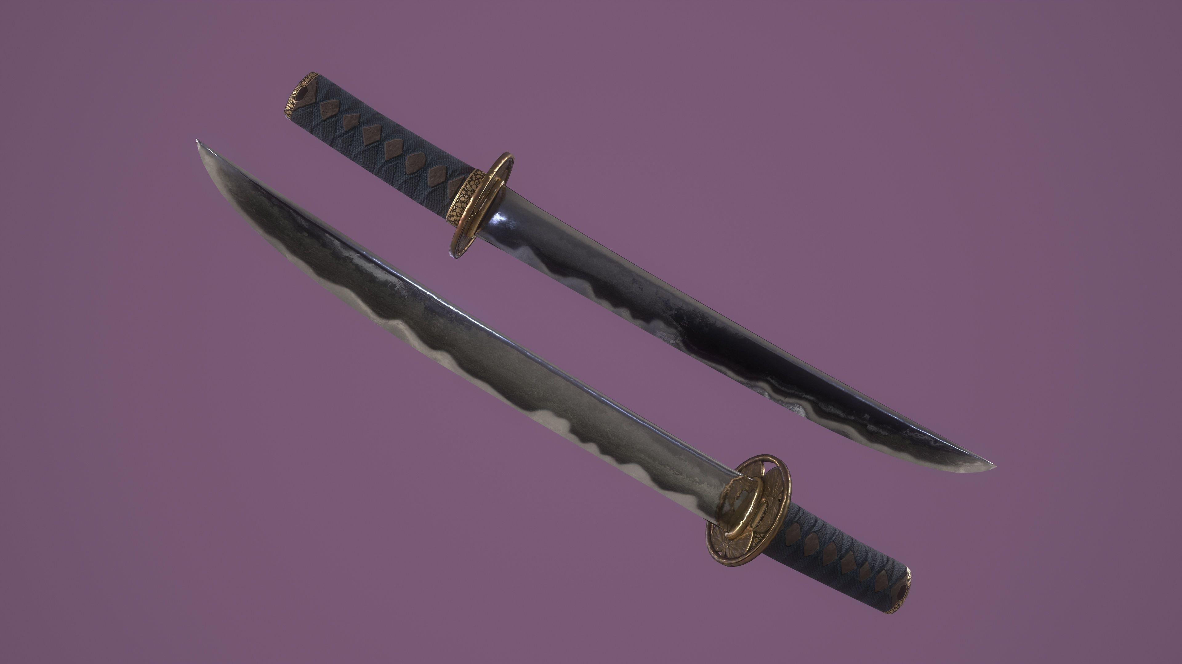 Tokugawa Tanto - A Japanese Dagger Low-poly 3D model_3