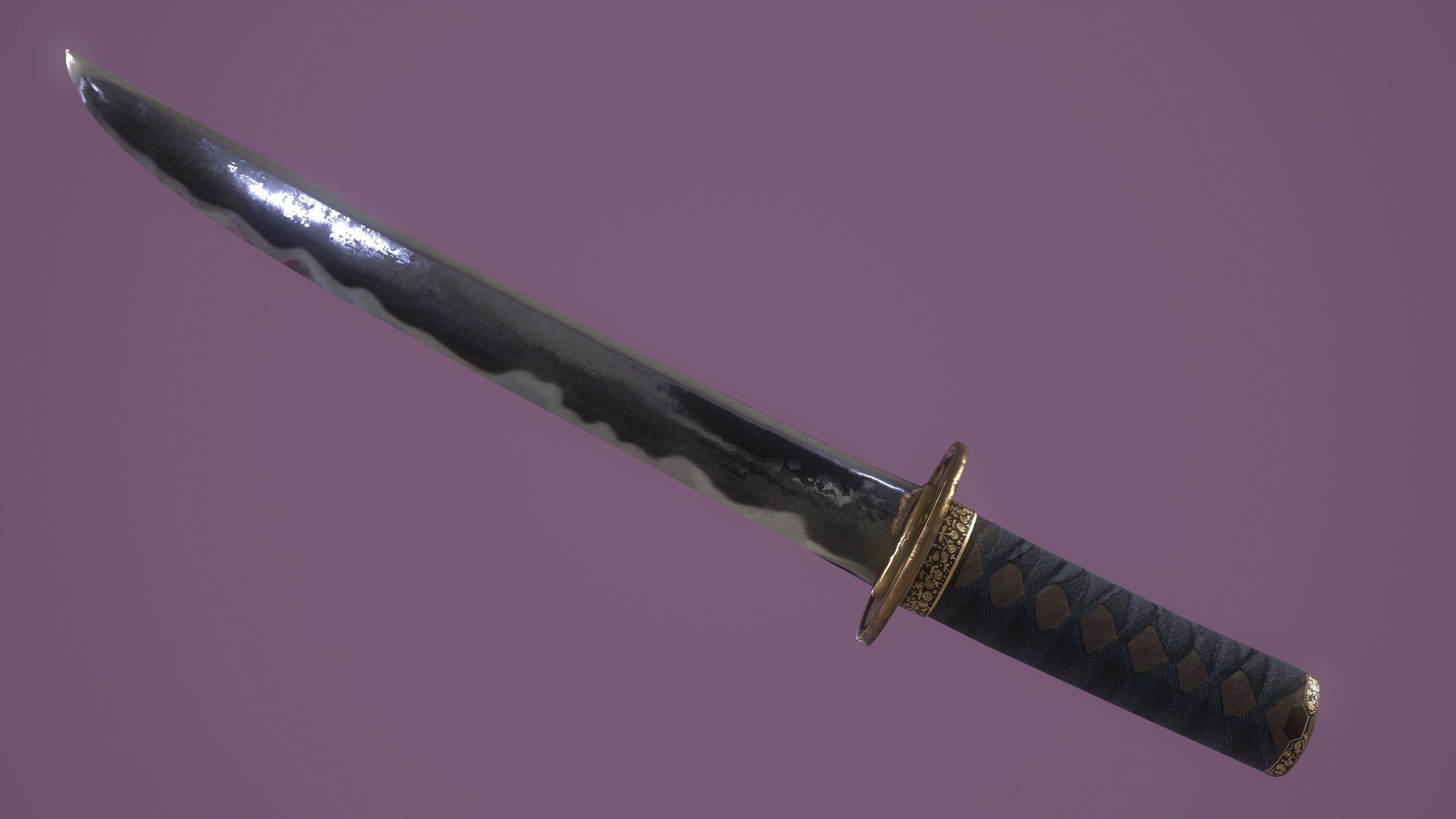 Tokugawa Tanto - A Japanese Dagger Low-poly 3D model_5