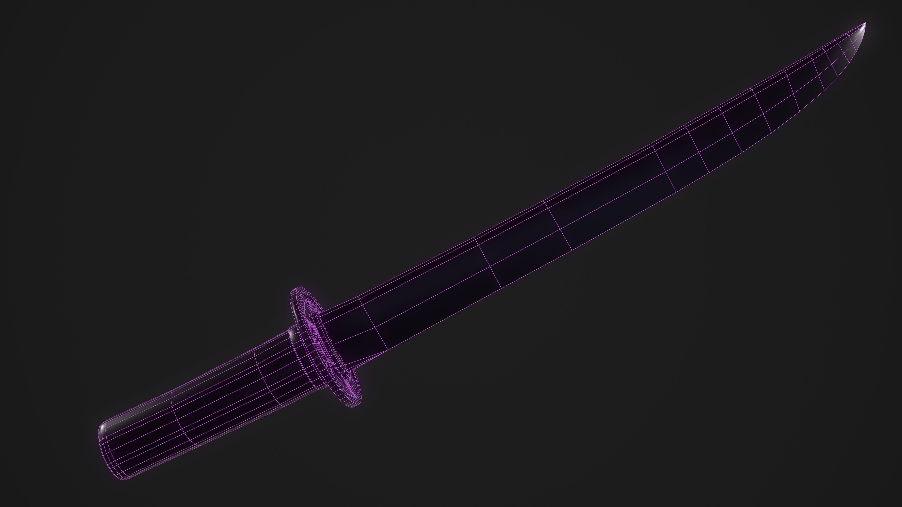 Tokugawa Tanto - A Japanese Dagger Low-poly 3D model_13